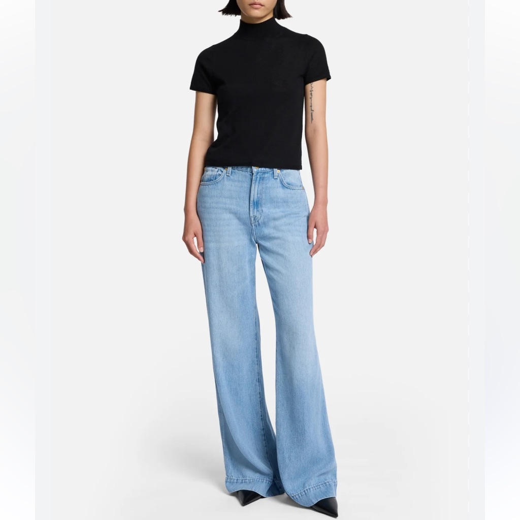 7 For All Mankind Tailoress Modern Dojo In Denim Lustre Wide Leg Jeans Size 26